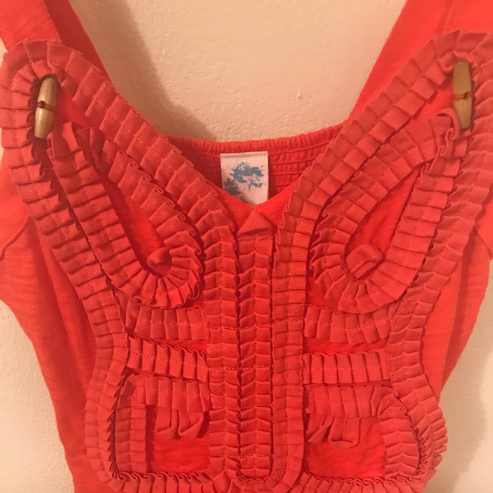 Anthropologie curled ribbon tank top smock